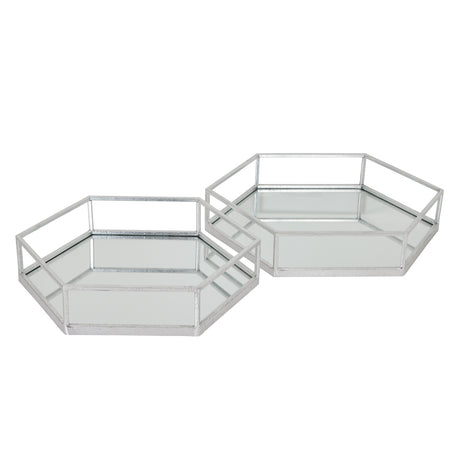 Silver Hexagon Set of Two Trays - Lacona Home 