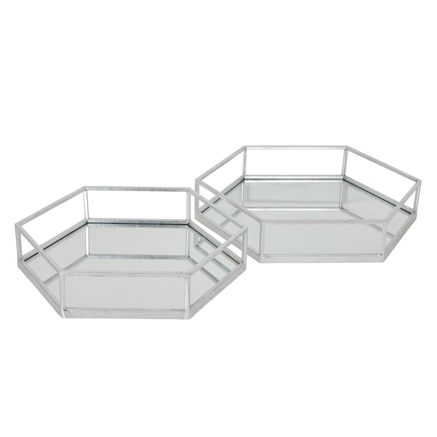 Silver Hexagon Set of Two Trays - Lacona Home 