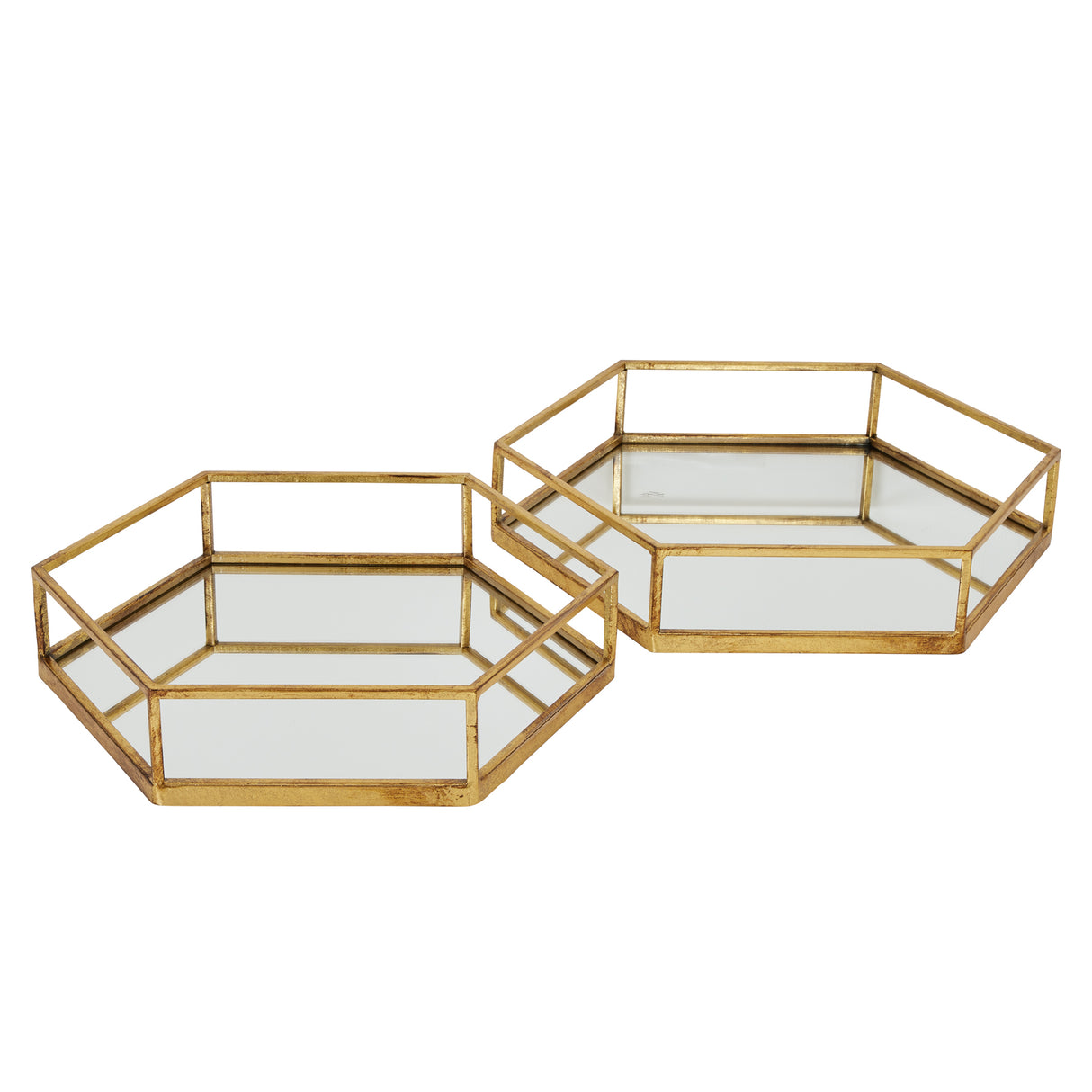 Gold Hexagon Set of Two Trays - Lacona Home 