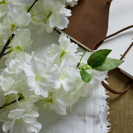 Large White Full Cherry Blossom Stem - Lacona Home 