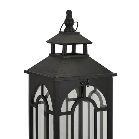 Set of Three Black Wooden Lanterns With Archway Design - Lacona Home 