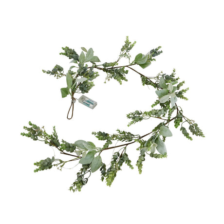 LED Winter Garland With Eucalyptus And Lambs Ear - Lacona Home 