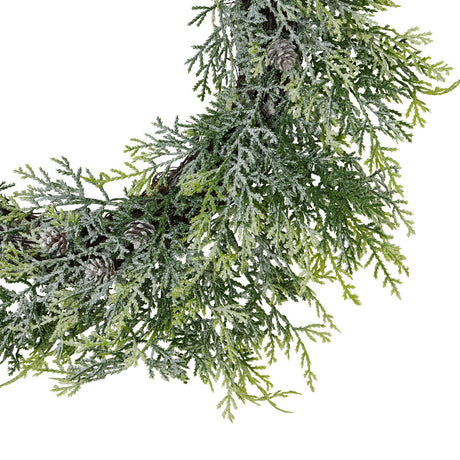 Frosted Pine Wreath With Pinecones - Lacona Home 