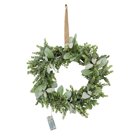 LED Winter Wreath With Eucalyptus And Lambs Ear - Lacona Home 