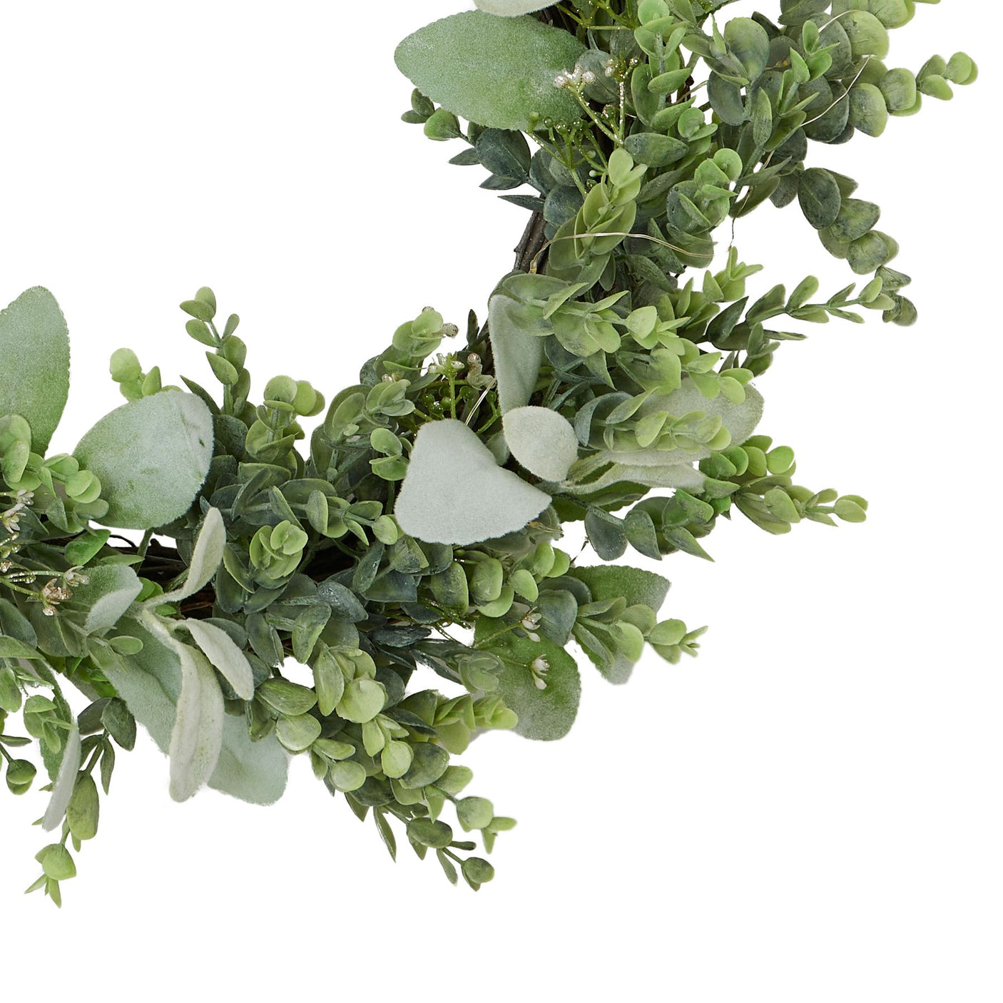 LED Winter Wreath With Eucalyptus And Lambs Ear - Lacona Home 