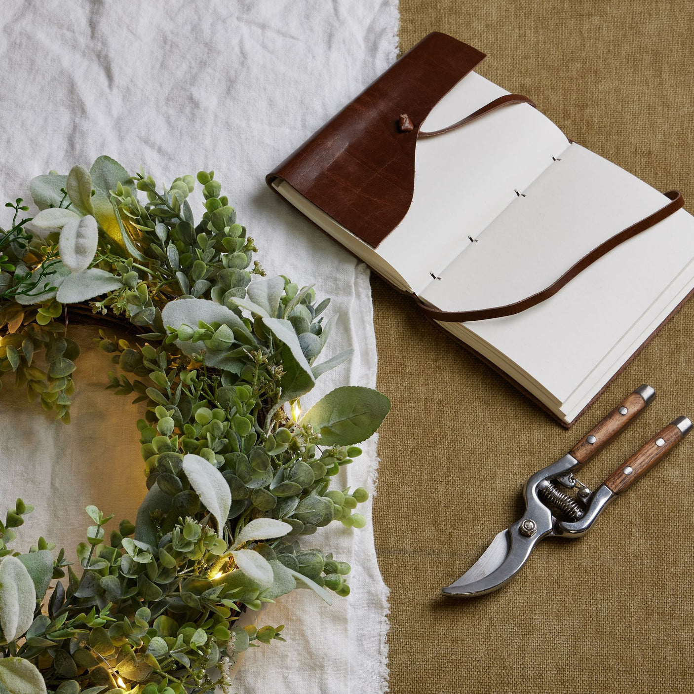 LED Winter Wreath With Eucalyptus And Lambs Ear - Lacona Home 