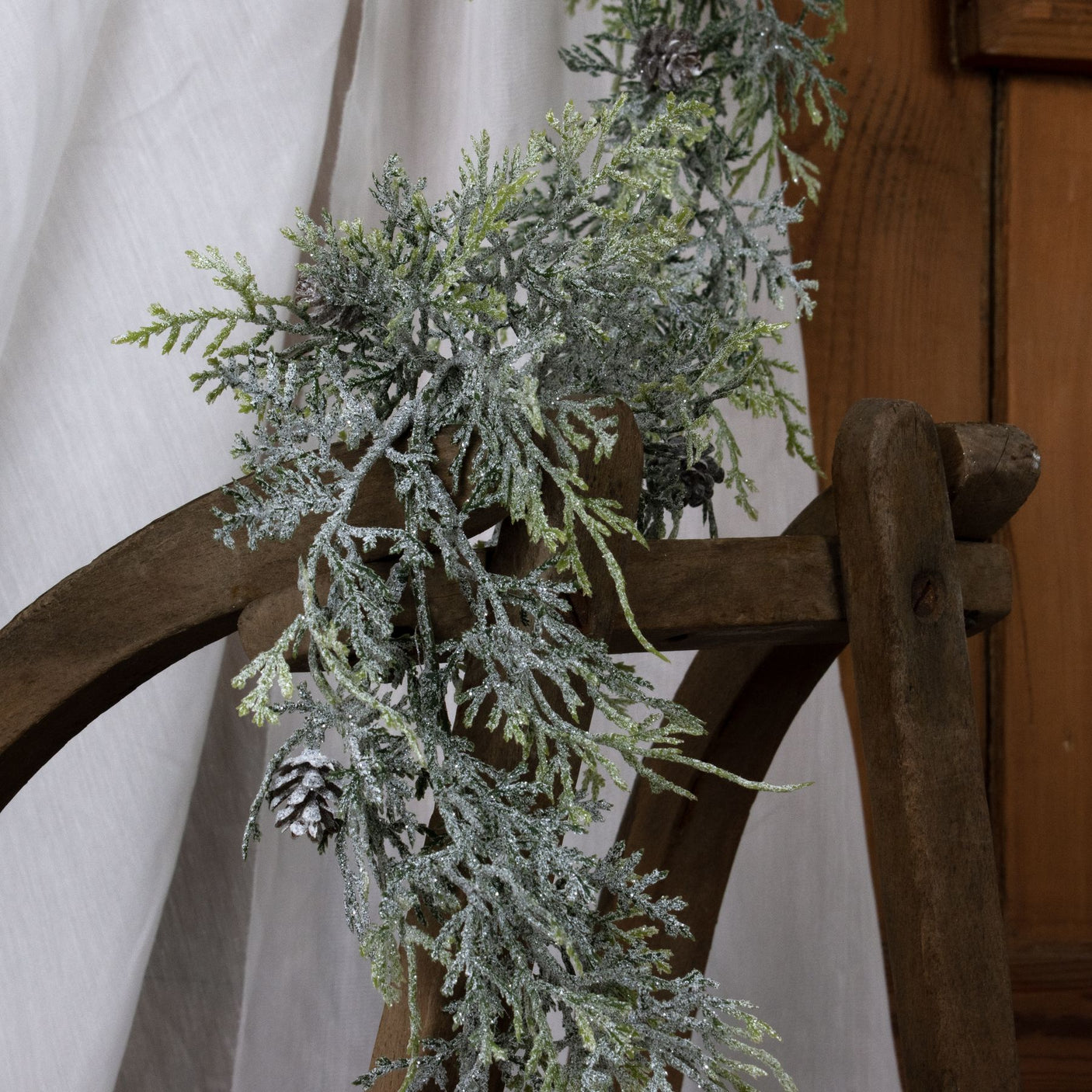 Frosted Pine Garland With Pinecones - Lacona Home 