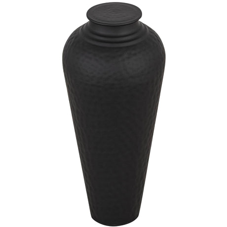 Matt Black Hammered Vase With Lid - Lacona Home 