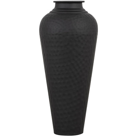 Matt Black Hammered Vase With Lid - Lacona Home 