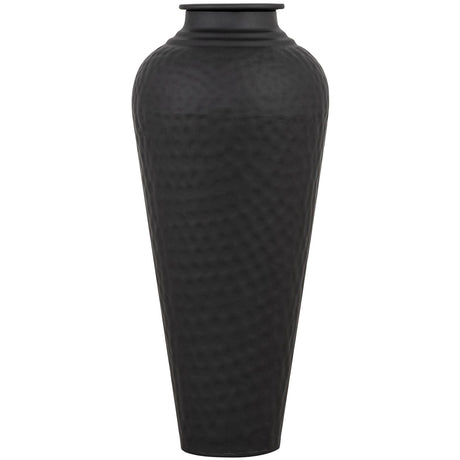 Matt Black Hammered Vase With Lid - Lacona Home 