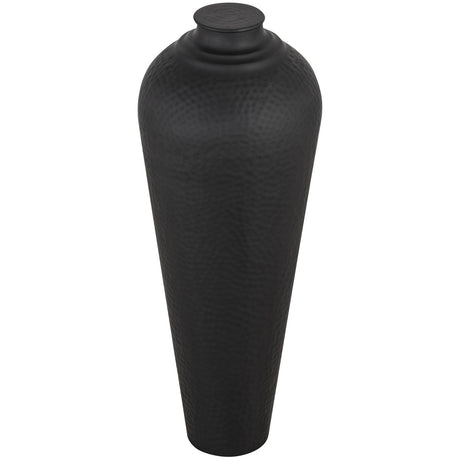 Matt Black Medium Hammered Vase With Lid - Lacona Home 