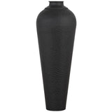 Matt Black Medium Hammered Vase With Lid - Lacona Home 