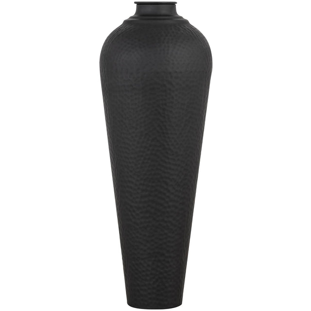 Matt Black Medium Hammered Vase With Lid - Lacona Home 