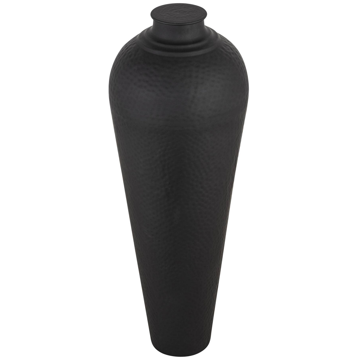 Matt Black Large Hammered Vase With Lid - Lacona Home 