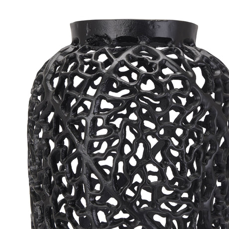 Black Cast Lattice Large Vase - Lacona Home 