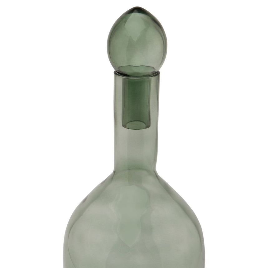 Smoked Sage Glass Tall Bottle With Stopper - Lacona Home 