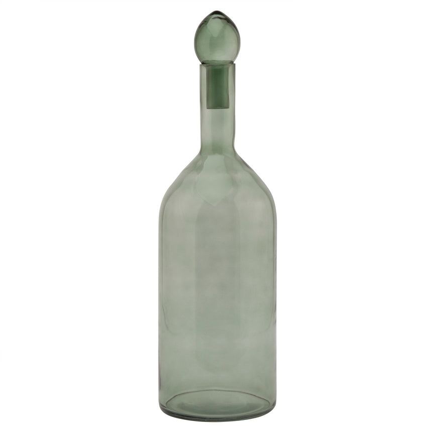 Smoked Sage Glass Tall Bottle With Stopper - Lacona Home 