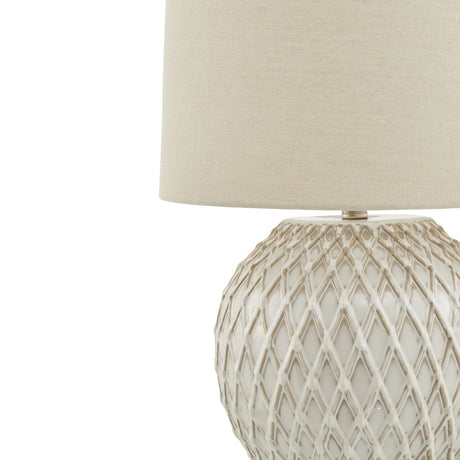 Lattice Ceramic Table Lamp With Linen Shade - Lacona Home 