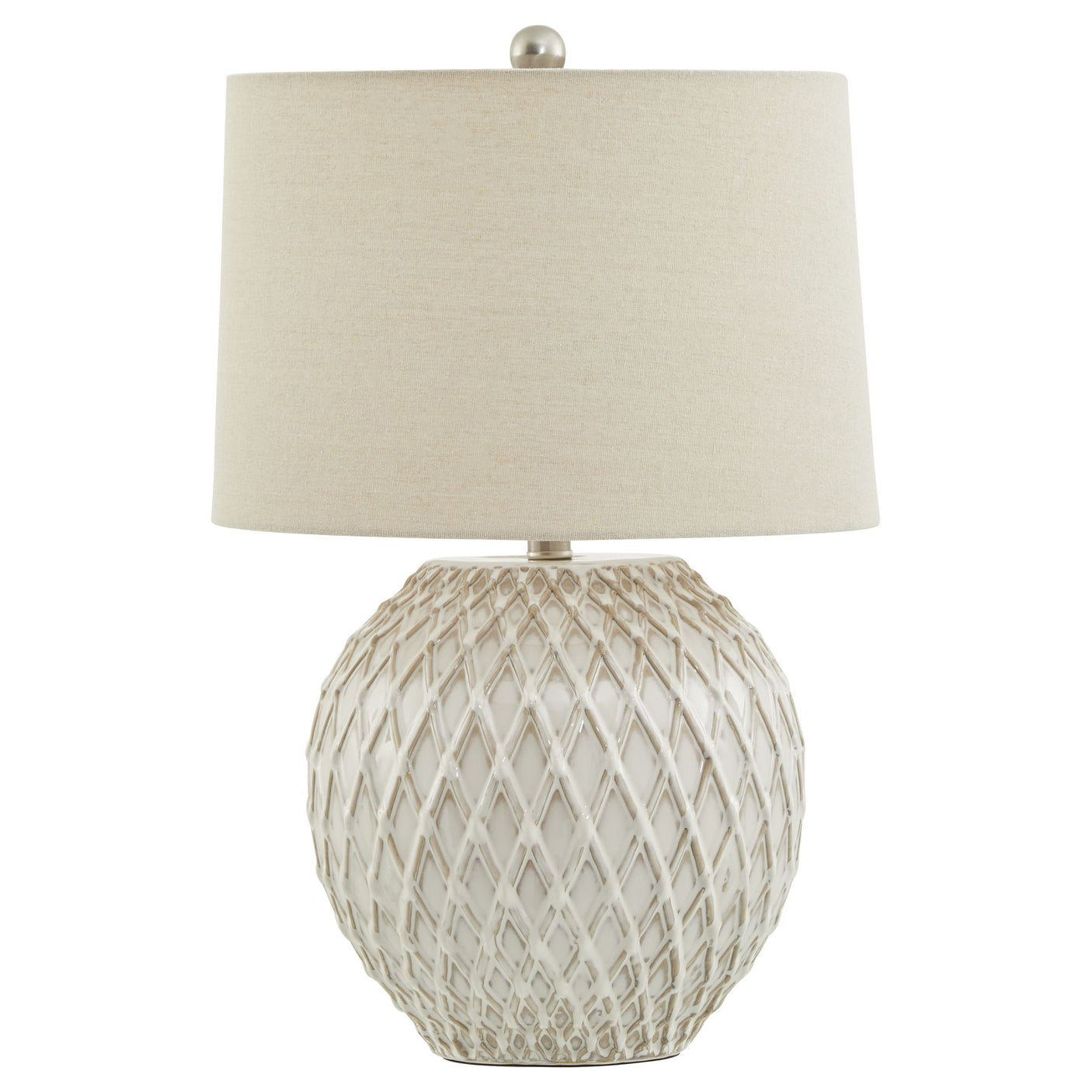 Lattice Ceramic Table Lamp With Linen Shade - Lacona Home 