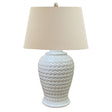 Woven Ceramic Table Lamp With Linen Shade - Lacona Home 