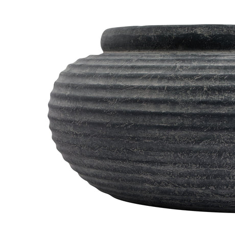 Amalfi Grey Round Ribbed Planter - Lacona Home 