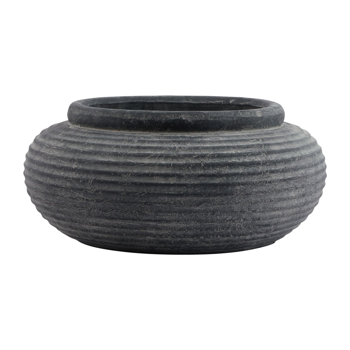 Amalfi Grey Round Ribbed Planter - Lacona Home 