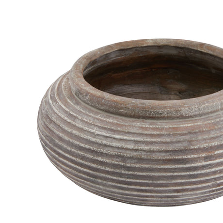 Siena Brown Round Ribbed Planter - Lacona Home 