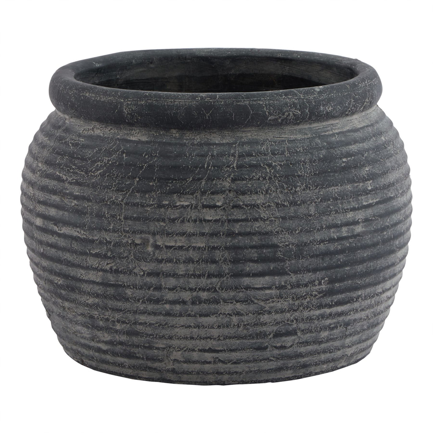 Amalfi Grey Rimmed Large Plant Pot - Lacona Home 