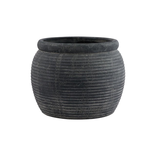 Amalfi Grey Rimmed Plant Pot - Lacona Home 