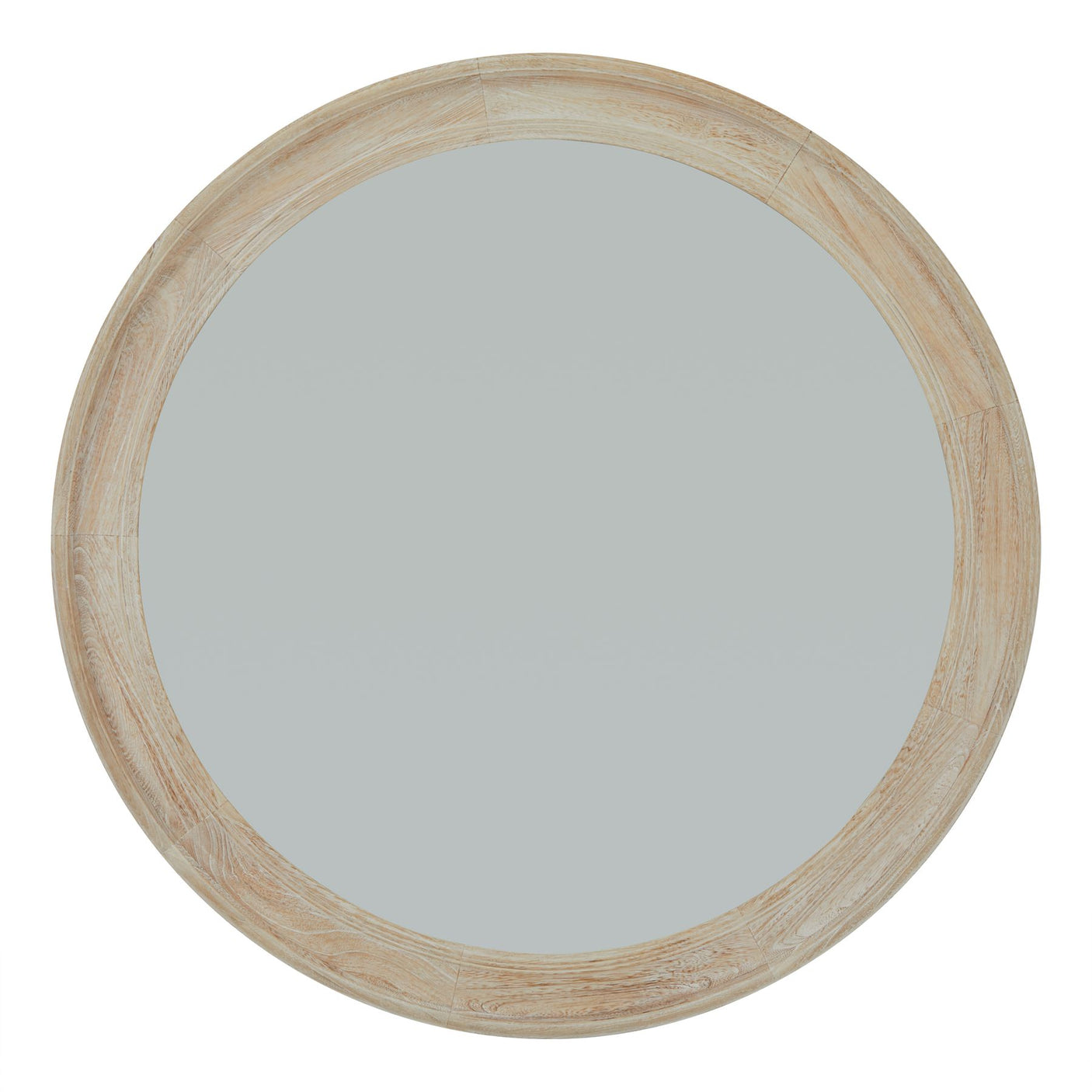 Washed Wood Round Framed Large Mirror - Lacona Home 