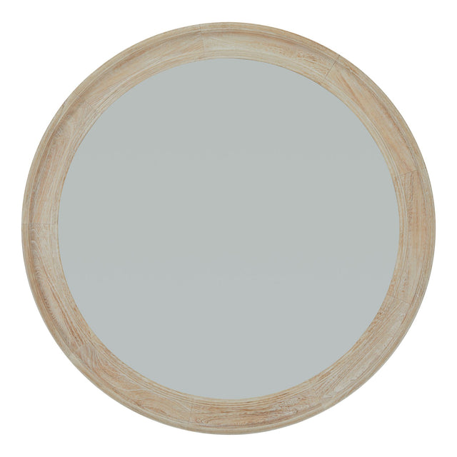 Washed Wood Round Framed Large Mirror - Lacona Home 