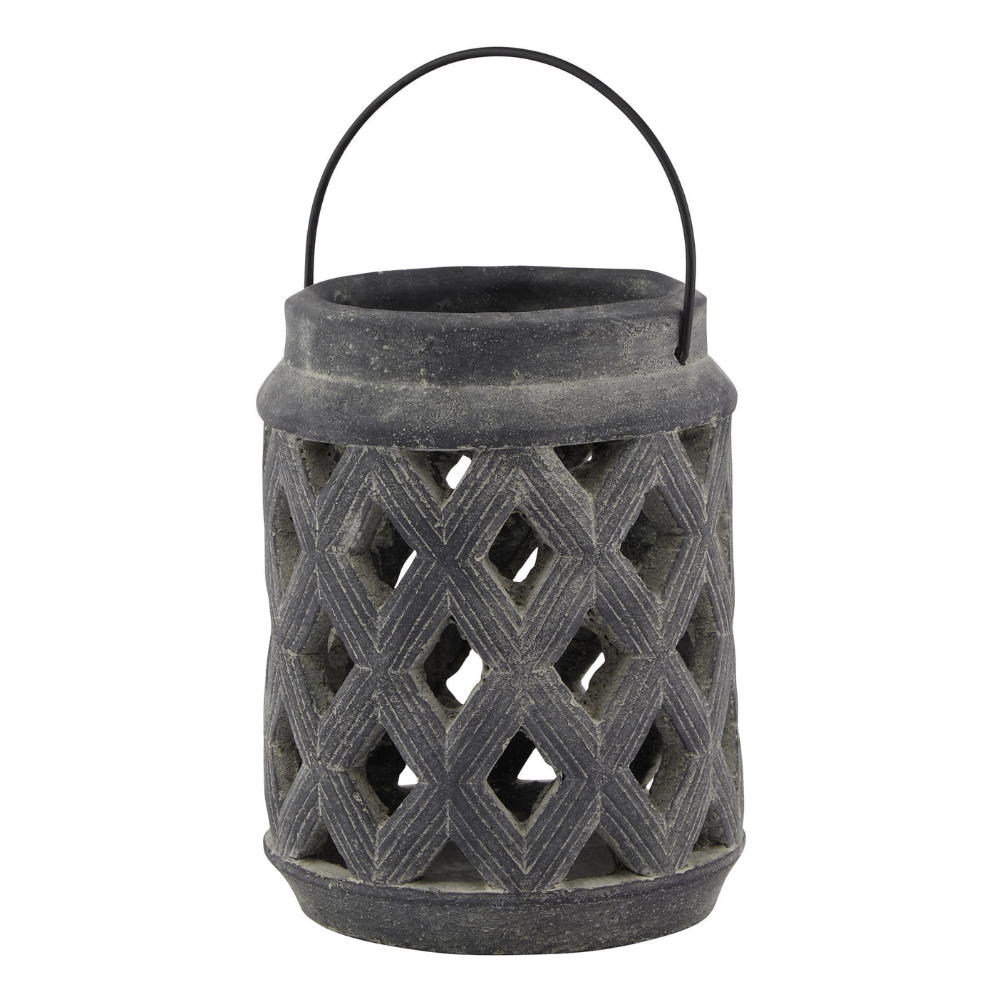 Amalfi Grey Large Lattice Lantern - Lacona Home 