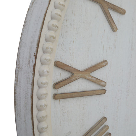 Large Rustic White Clock With Beaded Frame - Lacona Home 