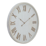 Large Rustic White Clock With Beaded Frame - Lacona Home 