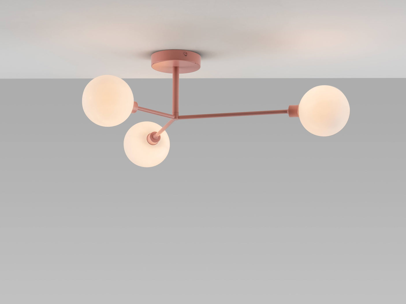 houseof. 3 Light Flush Ceiling Light in Pink