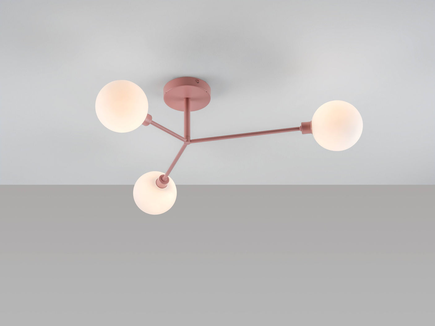 houseof. 3 Light Flush Ceiling Light in Pink