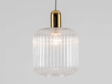 houseof. Ribbed Clear Glass Shade Pendant in Brass & Clear