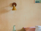 houseof. Cone Wall Light in Brass/Wood