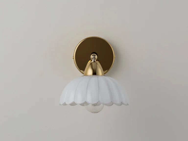 houseof. Flower Sconce Wall Light in Brass And Opal