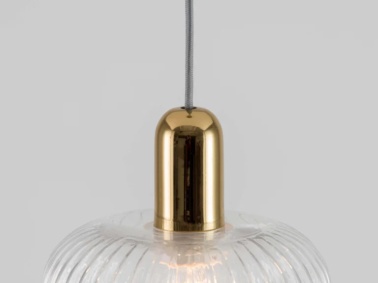 houseof. Ribbed Clear Glass Shade Pendant in Brass & Clear