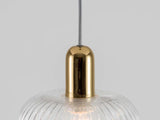 houseof. Ribbed Clear Glass Shade Pendant in Brass & Clear