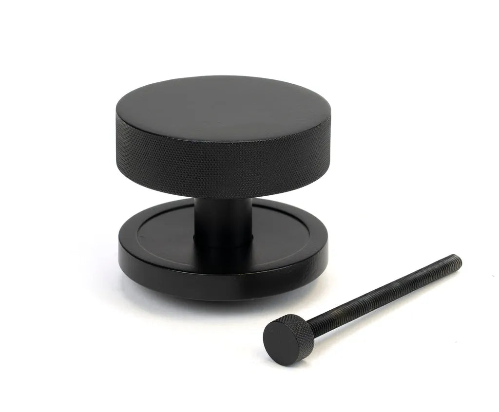 Matt Black Brompton Centre Door Knob (Plain)