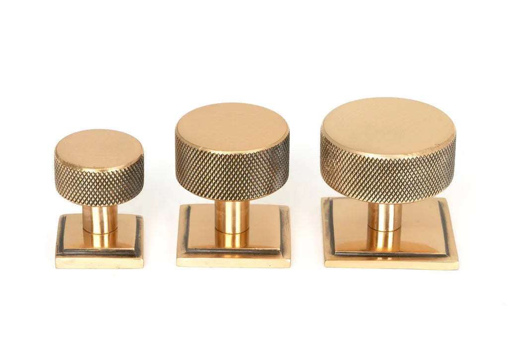 Polished Bronze Brompton Cabinet Knob - 25mm (Square)
