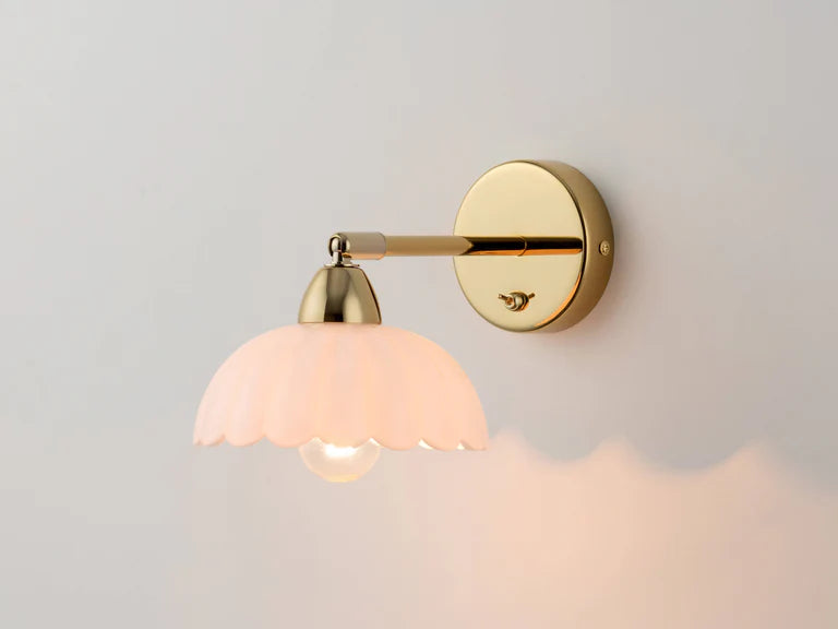 houseof. Flower Sconce Wall Light in Brass And Opal