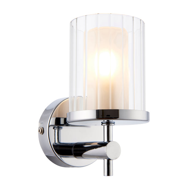 Lacona Luminara 1Lt Bathroom Wall Light In Chrome Plate With Clear & Frosted Glass Finish - Lacona Home 