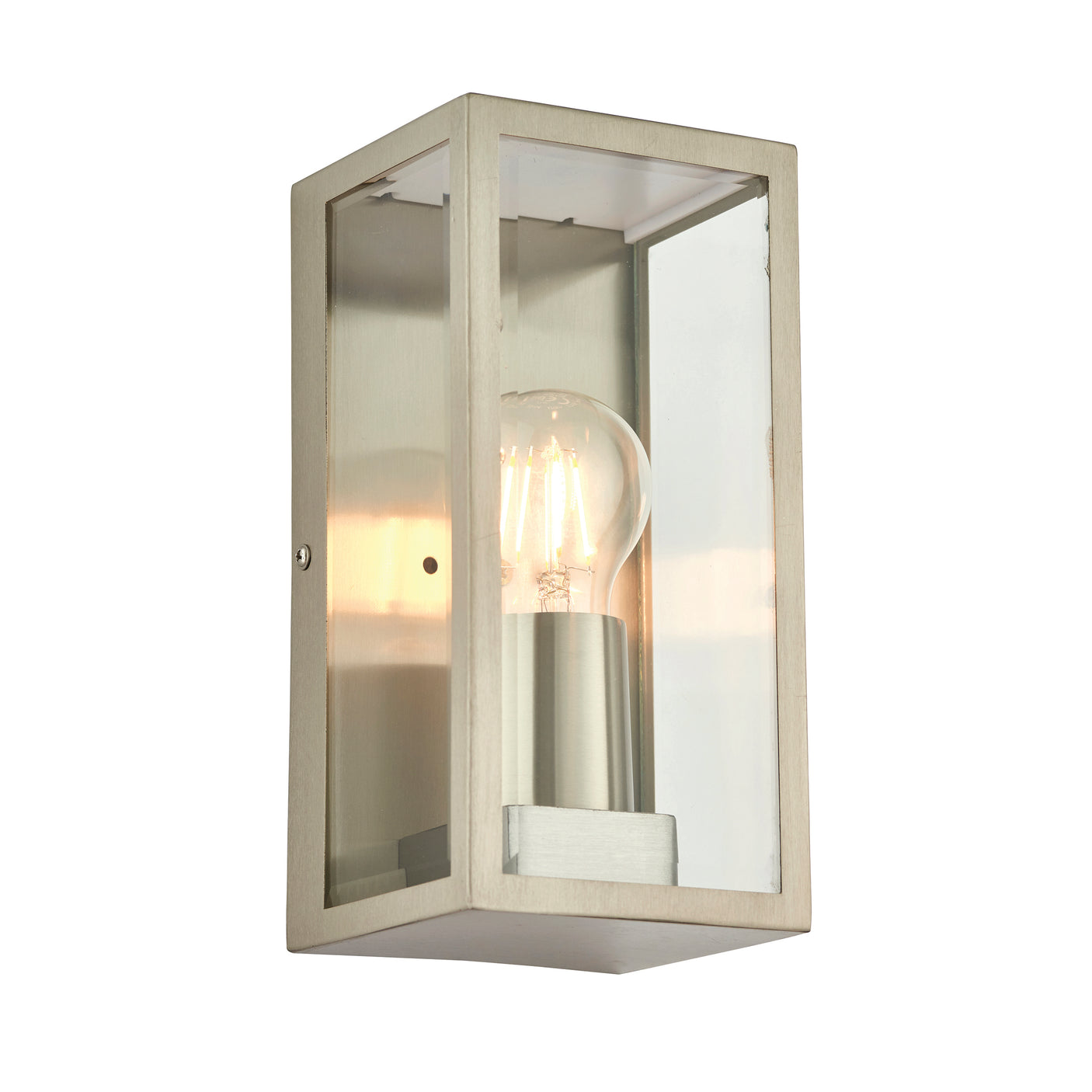 Lacona Oxbridge 1Lt Outdoor Wall Light In Brushed Stainless Steel & Clear Glass Finish - Lacona Home 