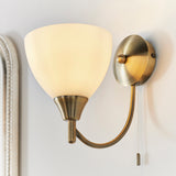 Lacona Stratford Alt Indoor Wall Light In Antique Brass Plate & Opal Glass Finish - Lacona Home 