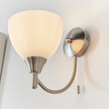 Lacona Stratford Alt Indoor Wall Light In Satin Chrome Plate & Opal Glass Finish - Lacona Home 