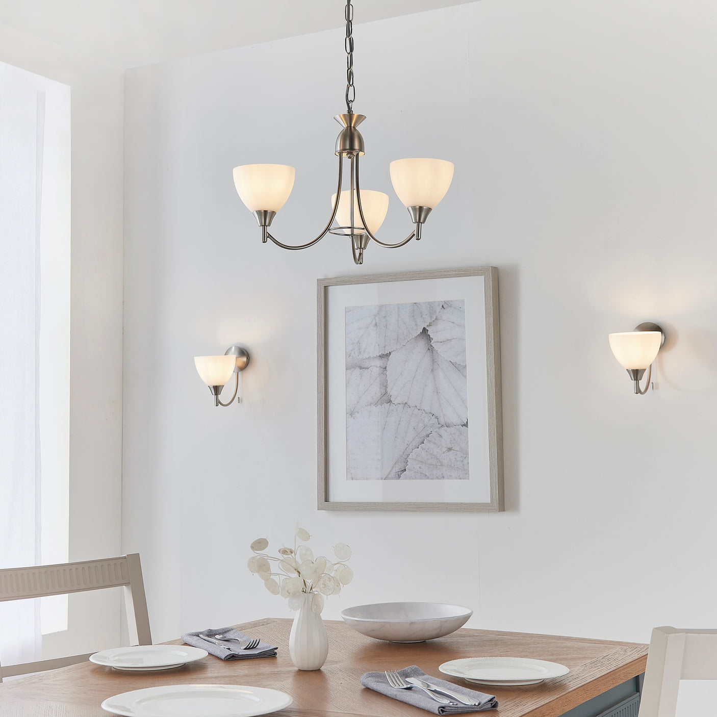 Lacona Stratford Alt Indoor Pendant Light In Satin Chrome Plate & Opal Glass Finish - Lacona Home 