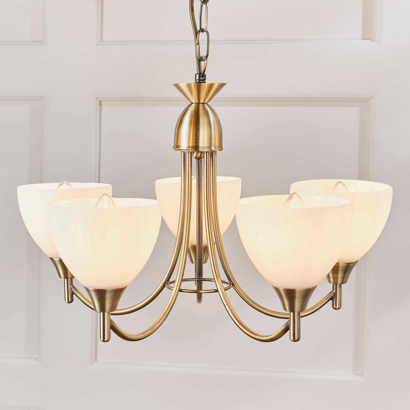 Lacona Stratford Alt Indoor Pendant Light In Antique Brass Plate & Opal Glass Finish - Lacona Home 